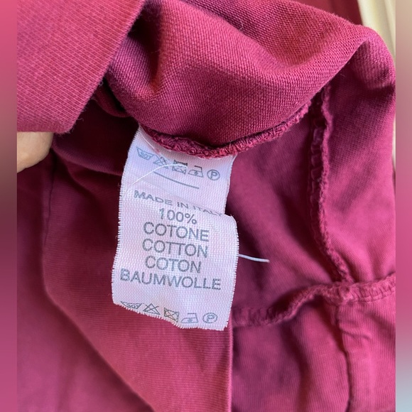 SAGA Long Sleeve Shirt Made In Italy Bat Wing Sleeves Cowl Neck Burgundy Red - Picture 4 of 4